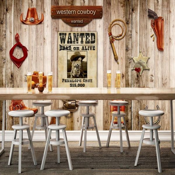 

drop shipping custom p wallpaper 3d stereo wallpaper western cowboy board wall american style living room mural1