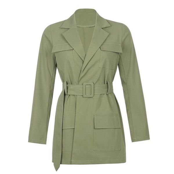 

green sash elegant blazers women mid length double breasted suits office lady 2021 new spring autumn fashion blazer solid colors, White;black