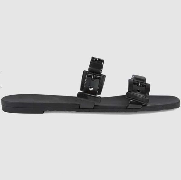 

women rubber slippers slide sandal outdoor beach fashion designer lady summer chain flat soft slipper, Black