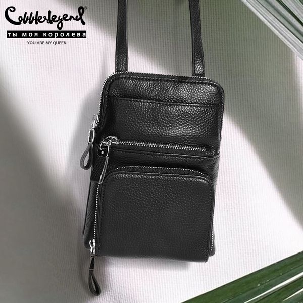 

cobbler legend cellphone purses messenger bag women genuine leather handbags fashion card small crossbody bags for women