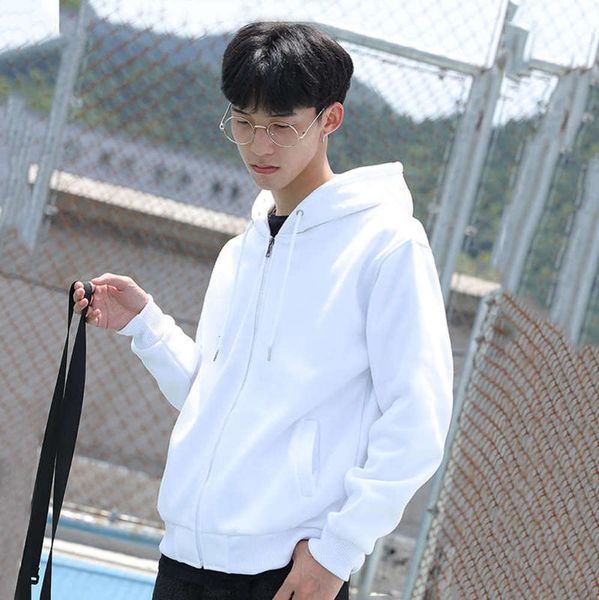 

solid hooded autumn color winter sweater men's casual sports coat fashion baseball jacket, Gray