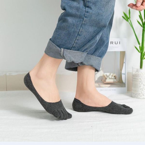 

summer men's five-finger socks anti-slip invisible cotton mesh boat breathable sports toe funny short ankle kg-221, Black