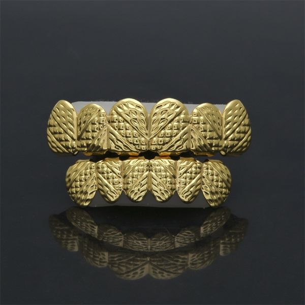 

hip hop electroplate glod teeth grillz cross texture teeth braces up and down tooth ornaments party easy to use 10gmh1