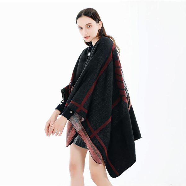

2020 new cashmere like soft and comfortable split flower cape, Blue;gray