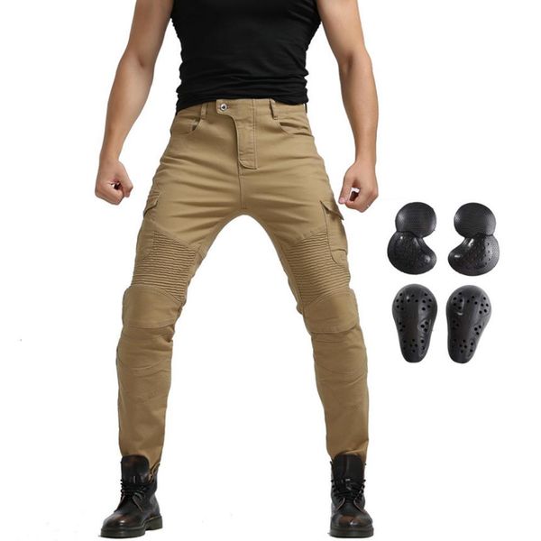 

2021 new men's denim motorcycle motorbike riding jeans moto vaqueros with 4 x ce detachable knee hip pads khaki xs-3xl oidz