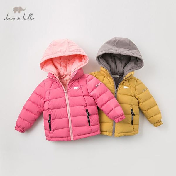 

db12011 dave bella winter baby down coat girls boys solid hooded outerwear children 90% white duck down padded kids jacket, Blue;gray