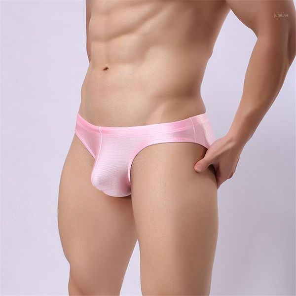 

men's underwear light and breathable brushed soft silk men's briefs skin-friendly comfortable male panties1, Black;white