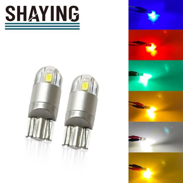 

6 colors 1pc t10 2smd 3030 led w5w 2825 194 192 921 wy5w auto wedge lamp car license plate light door map dome bulb dc 12v