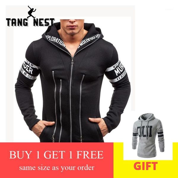 

1+1 tangnest men hoodies 2019 new print men sweatshirts cusual zip long style streetwear hoodie mww14291, Black