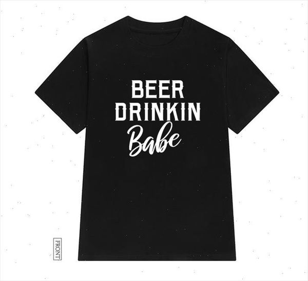 

beer drinking babe women tshirt cotton casual funny t shirt lady yong girl tee 5 colors drop s 619, White