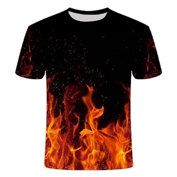 

2021 summer new 3d t shirt black tee casual camiseta streatwear short sleeve cloth blue red flaming tshirt men's t-shirt, White;black