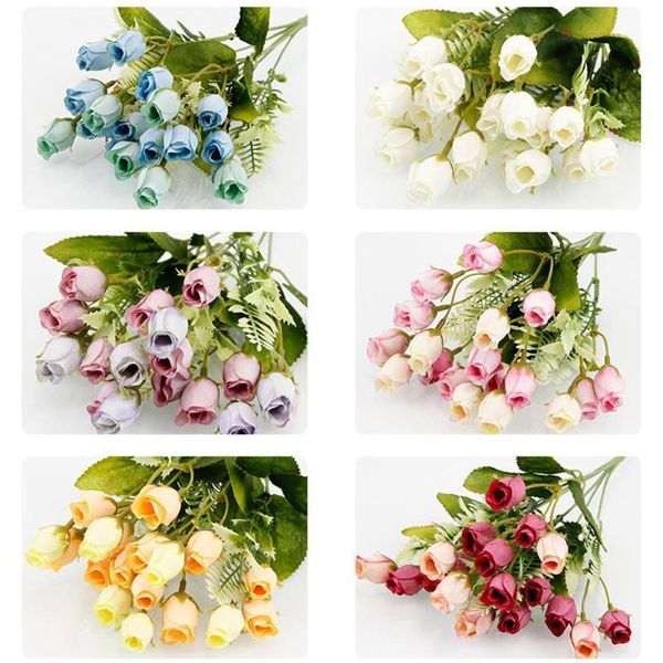 

18pcs artificial flowers roses handmade silk bride fake flower for modern home living furnishings wedding ornaments decoration1