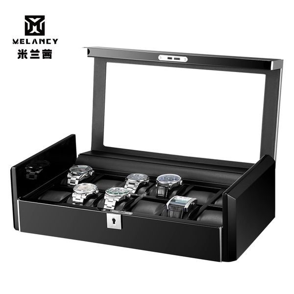 

black carbon fiber surface soft flexible leather pillow luxury travel case wood watch box