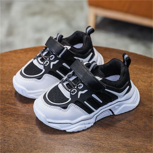 

new children's sneakers breathable girls sports hook & loop kids casual outdoor running shoes boys, Black
