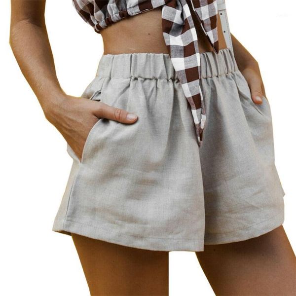 

fashion casual slim fit women summer pants stylish loose shorts belt beach high waist lilen elastic waistband short trousers1, White;black