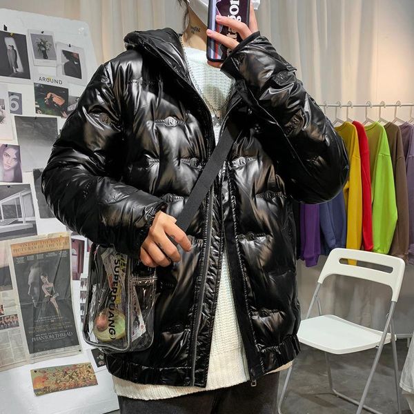 

winter bright color down jacket men parka warm fashion casual hooded short coat men loose korean duck feather coat mens clothes, Black