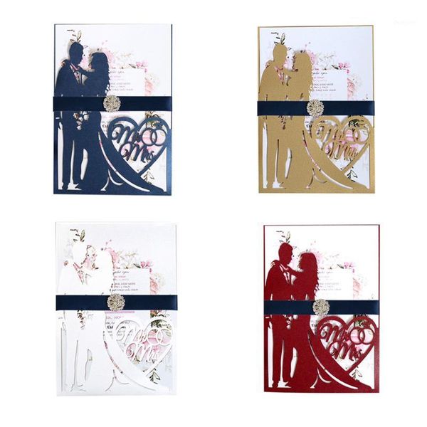 

10pcs/lot hollow laser cut wedding invitations elegant engagement wedding invitation card envelope seals1