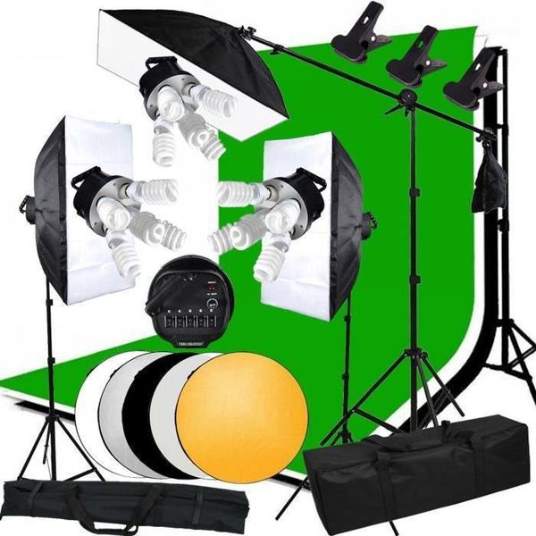 

atudio 3375w p continuous lighting kit softbox boom arm 3 background & stand bulb 5 light socket backdrop clip1