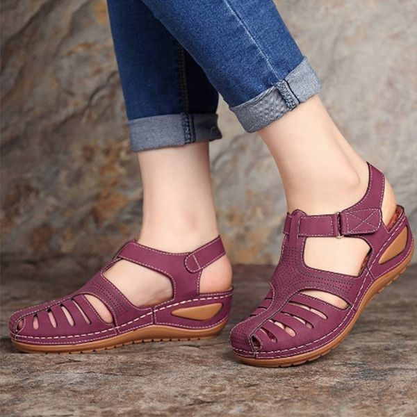 

summer pu leather vintage woman sandals buckle casual sewing women shoes solid female peas shoes ladies new platform shoes 34-44 y200405, Black