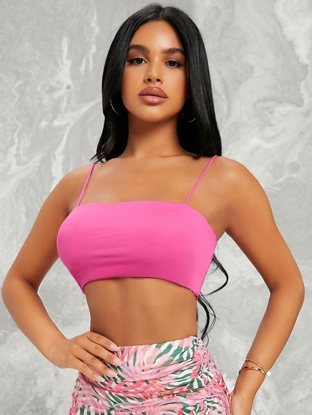 

stretch-knit cropped cami o8do#, White