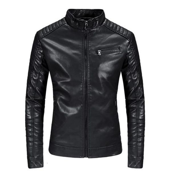 

2020 new jacket mens warm motorcycle jacket leather mens clothing long-sleeved winter stand collar leather jacket men, Black;brown