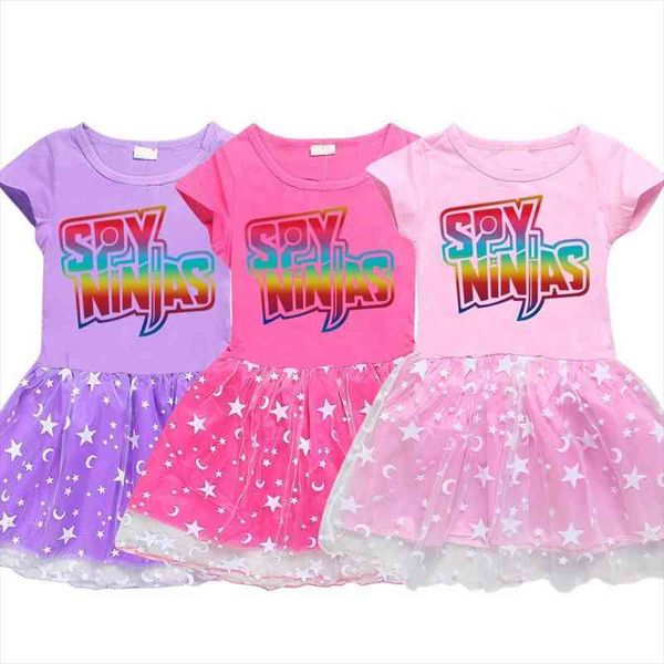 

cartoon spy ninja print children clothing girls dress summer lace foreign tide kids beautiful princess pleated party dresses, Red;yellow