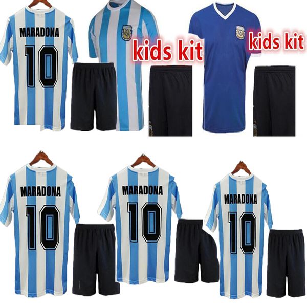 

kids kit 1986 argentina ретро классический винтаж диего марадона джерси футбол джерси камиза де фател джерси детская футболка, Black