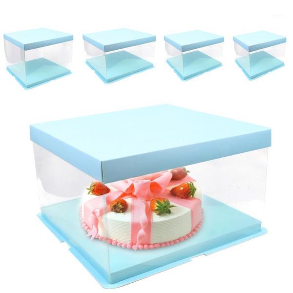 

gift wrap pet candy cake box clear cupcake wedding party transparent square 1pcs 6/8/10 inch1