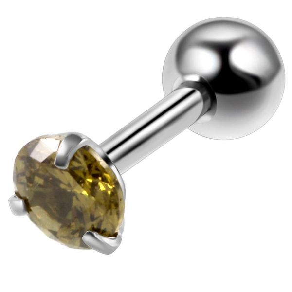 

1pc crystal ear stud helix cz gem stainless steel barbell women zircon ear cartilage bar tragus helix stud earring piercing q jllcqn, Silver