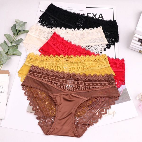 

495 high end lace underwear girls simple sweet youth fashion bag buttocks women's briefs fashion, Black;pink