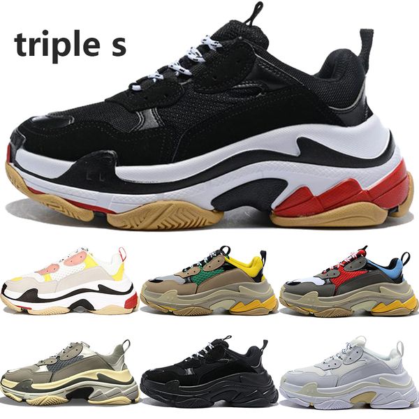 

2020 triple s men women casual shoes black white red grey fashion luxury sneakers dad shoes 36-45