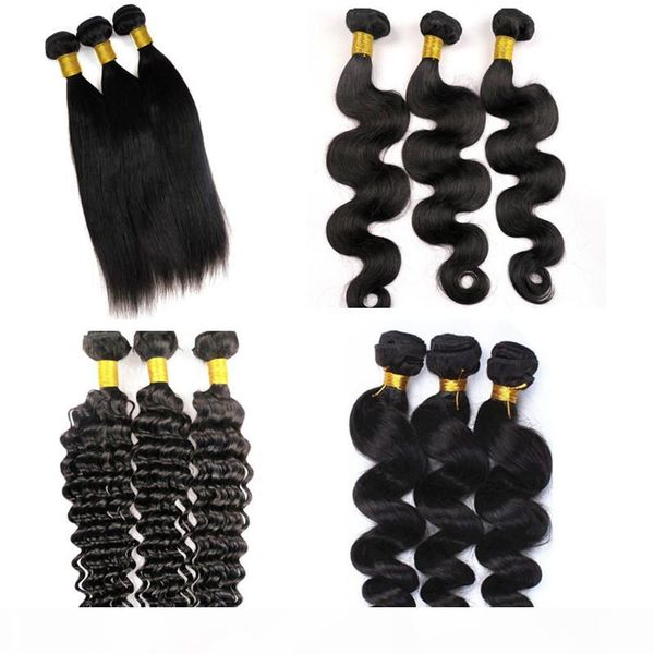 

mink virgin hair extensions human hair bundles wefts 8-34inch unprocessed brazilian peruvian indian mongolian virgin remy human hair weaves, Black