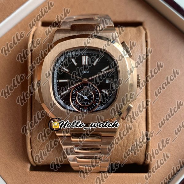 

special offer new sport 5980/1r-001 5980 black texture dial automatic mens watch rose gold steel bracelet watches hello_watch, Slivery;brown