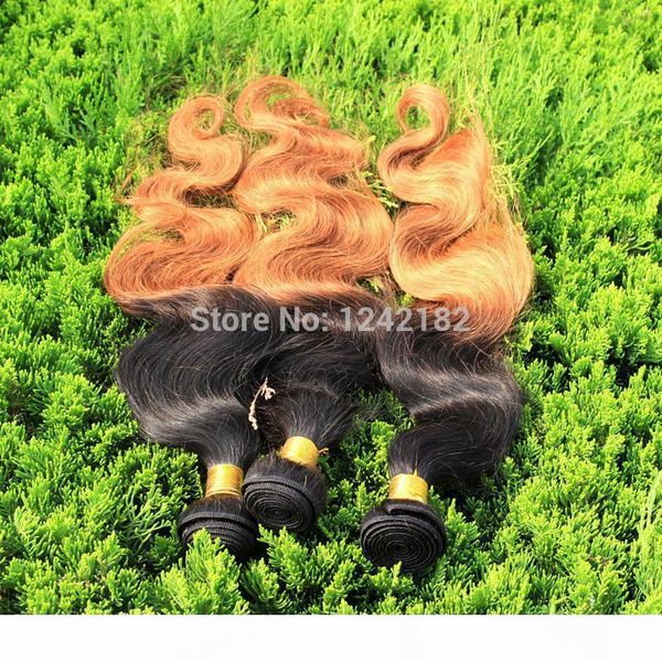 

t1b 30 two tone ombre virgin hair extensions 100g grade 6a brazilian body wave human hair weave,double drawn, Black