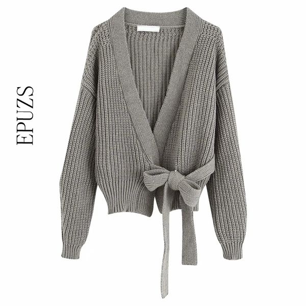 

long sleeve knitted cardigan women vintage sweater casual cropped korean sweater streetwear winter 201128, White;black