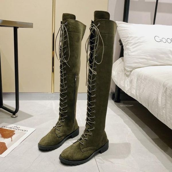 

new fall 2021 winter on her knee flat-heeled sweet woman everyday size 34-43 black purple boots eg4g