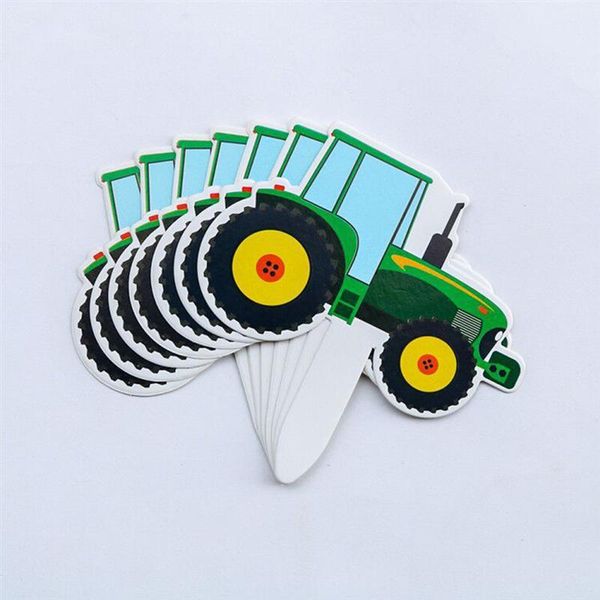 

42pcs vehicle cake ers green tractor cake ers paper cupcake picks decor kids birthday party supplies decorated gift a35 sqczfb
