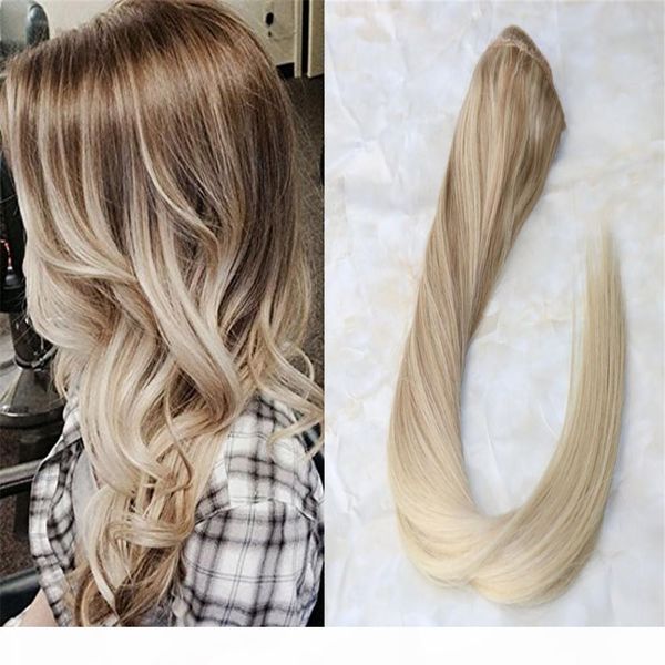 

one piece clip in hair extension bordic ombre balayage color long straight remy hair easy to wear 3 4 full head 5 clips, Black