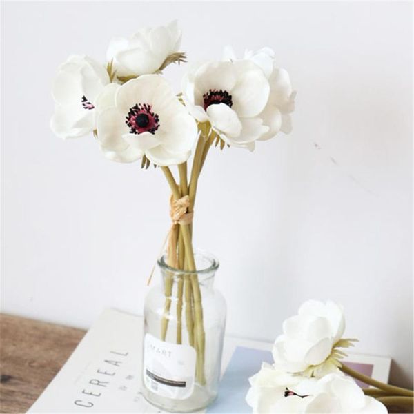 

artificial rose flower simulation floral decor home wedding party silk fake rose flower, white1