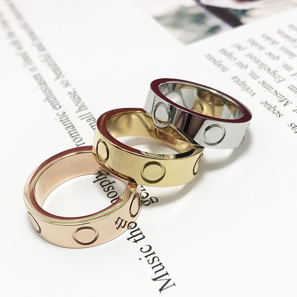 

316 stainless steel rings for women men jewelry couples cubic zirconia gold silver rose gold rings with red bag 4mm 5mm 6mm with box