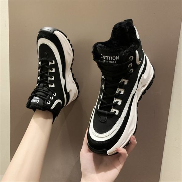 

2021 new winter comfortable warm skin snowboots white women work high casual of rubber shoes 6cm boots uvml, Black