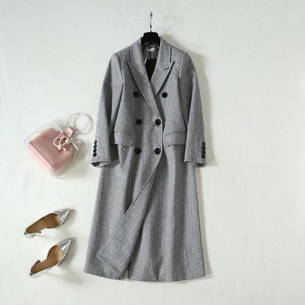 

autumn winter women's elegant woollen coat brand new double-breasted overcoat b4921, Black