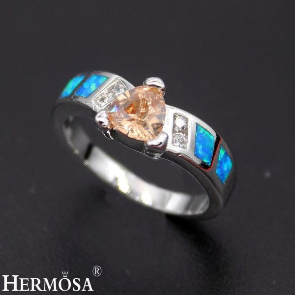 

triangle morganite australia opal ring size 7 8 fashion women rings r1028 modern lady jewelry, Slivery;golden