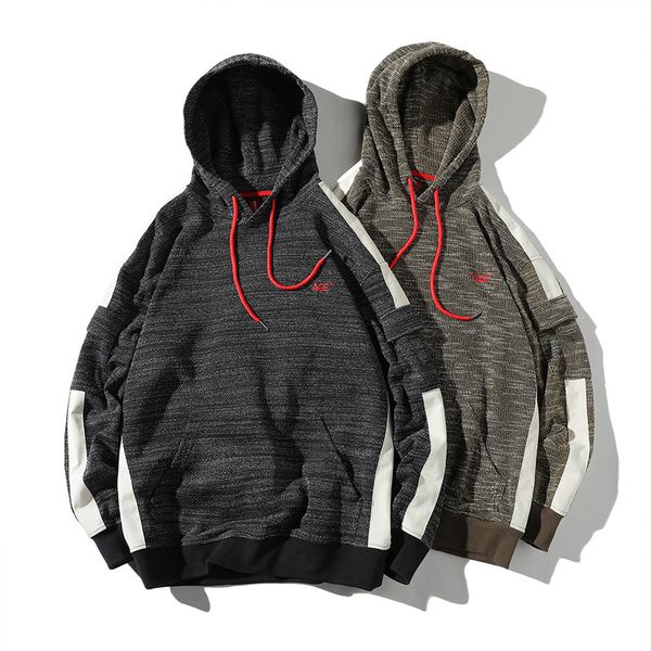 

e-baihui 2020 ar spring new fashion men's clothing hooded long-sleeved shirt men's loose casual japanese sweater aw119-p35, Black