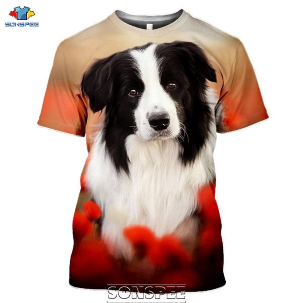 

animal dog border collie print 3d print shirts horror graphic aesthetic men clothing