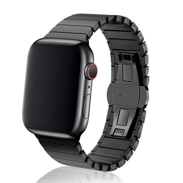 

stainless steel strap for watch band 44 mm 40mm iwatch band 42mm/38mm butterfly buckle metal bracelet wat jllwuc, Black;brown