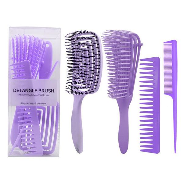 

detangling hair hrush hair comb set detangler hairbrush for curly hair barber accessories care styli jlltmu, Silver