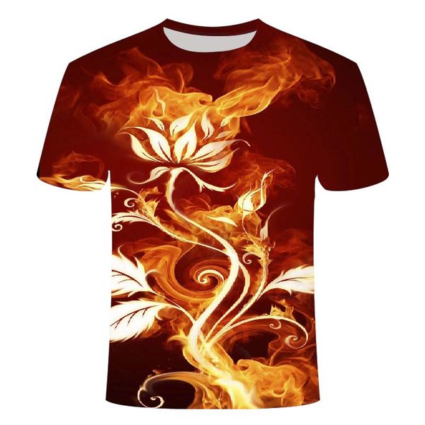 

new camiseta streatwear cloth blue red flaming summer 3d print shirts oversized harajuku harajuku men clothing