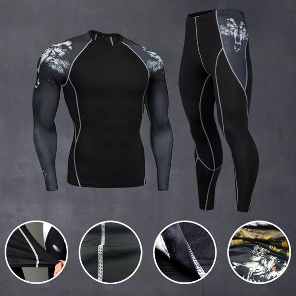 

yoga outfits 2021 fitness running set men quick dry compression t-shirts suits leggings indoor bodybuilding, White;red