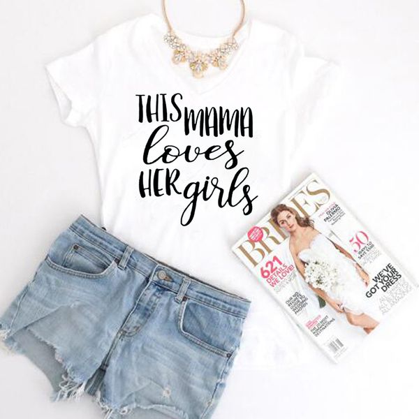 

women mom this mama loves her girls letter print funny graphic tees fashion clothes quote female sport hooded sweatshirt hoodie t shirt
